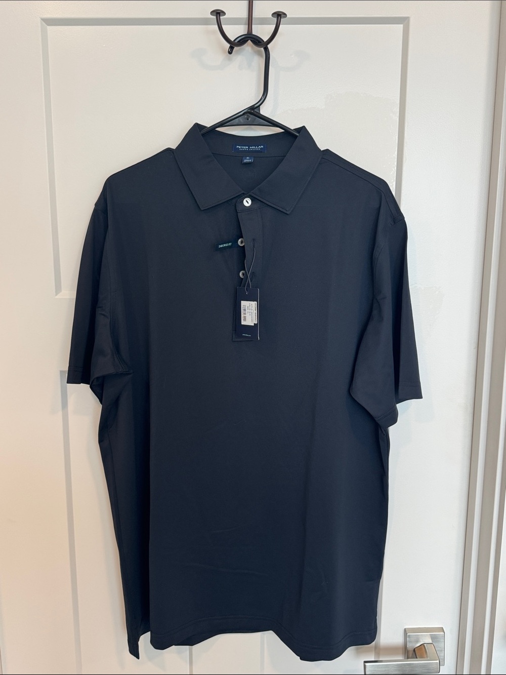 Peter Millar Black Crown Crafted Performance Polo Shirt with Buttons NWT